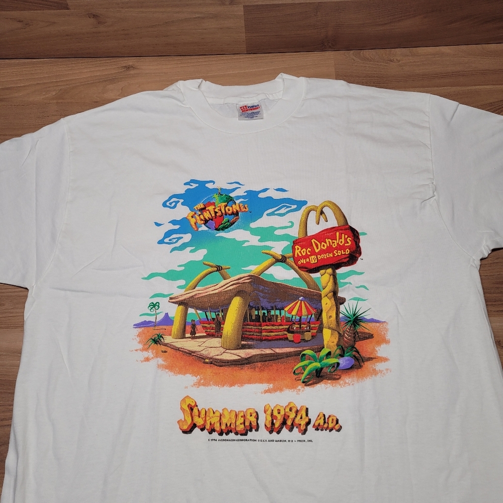 Vintage 1994 The Flintstones Movie T-Shirt Promo Tee McDonalds Size XL